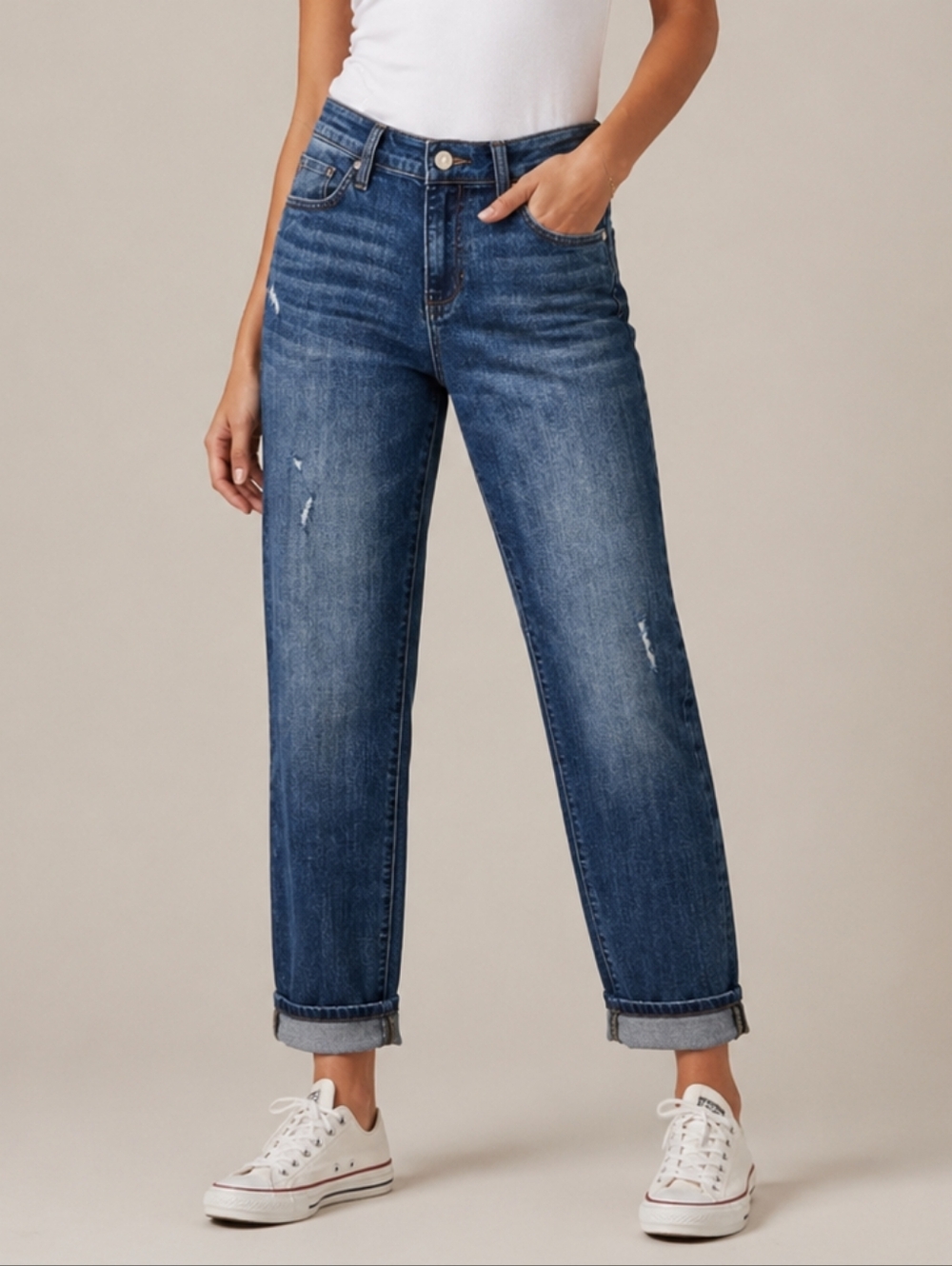 Liverpool Los Angeles Jeans Marley Girlfriend Cuffed Denim Blue Mesa Size 2/26